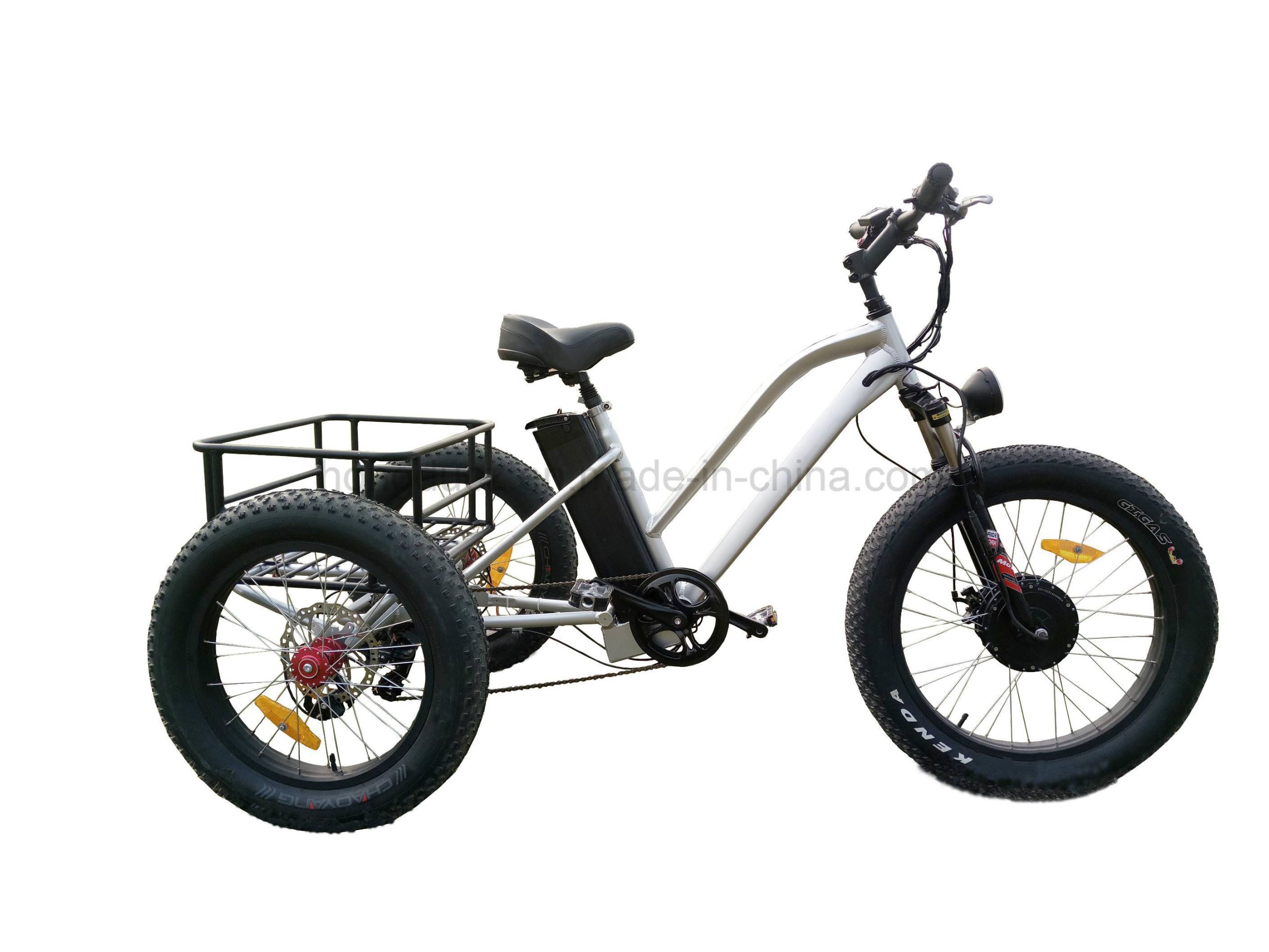 48V 500W 4.0 Inch Fat Tire Cargo Tricycle Three Wheel Electric Tricycle