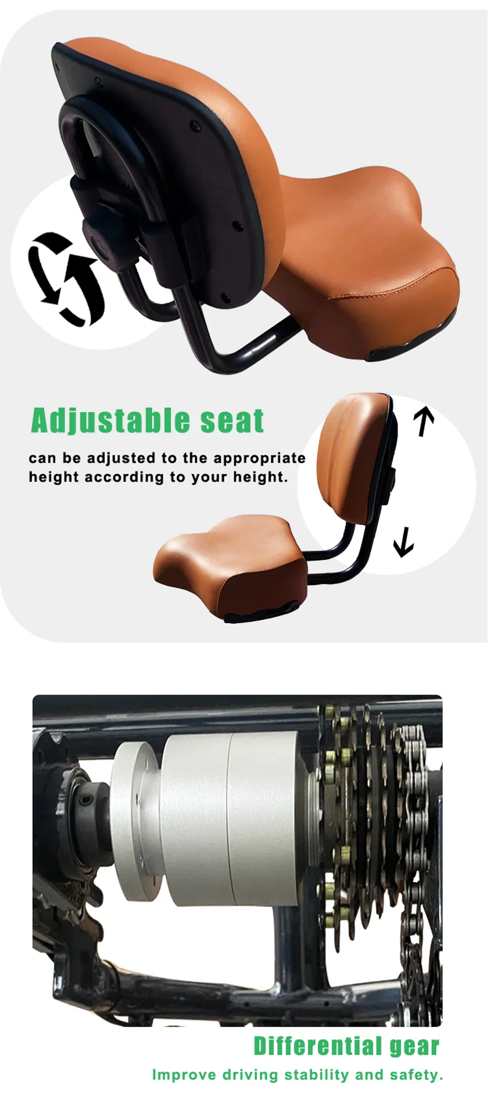 3 Wheel Electric Bicycle Electric Tricycle for Daily Errands Cargo Hauling Outdoor - detail 6