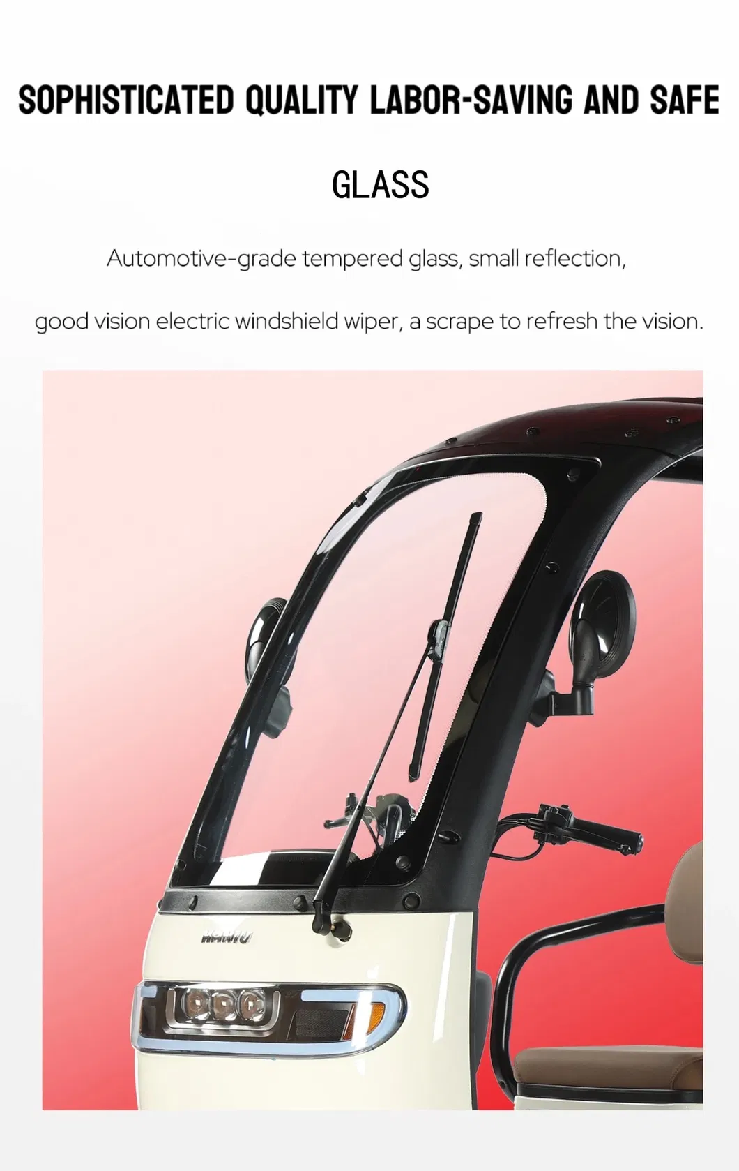 Factory Customized 3 Wheel Motorcycle Cargo and Passenger Electric Tricycle with Roof - detail 3