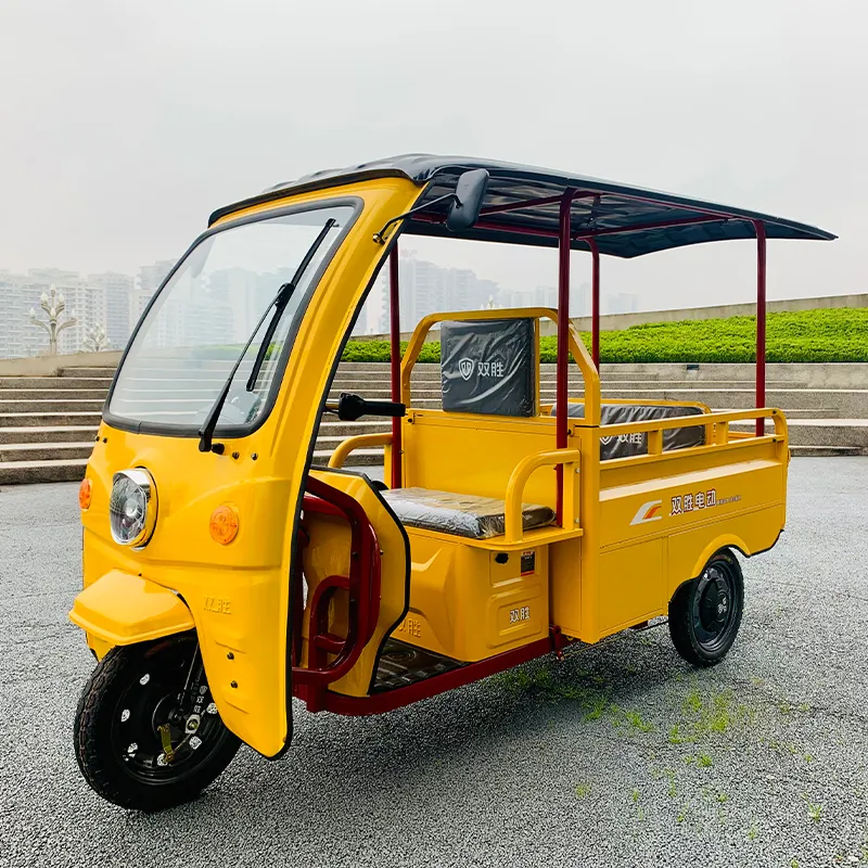 Adult Electric Tricycle with Roof Yellow Motor Tricycle for Cargo Delivery and Passenger Use - detail 2