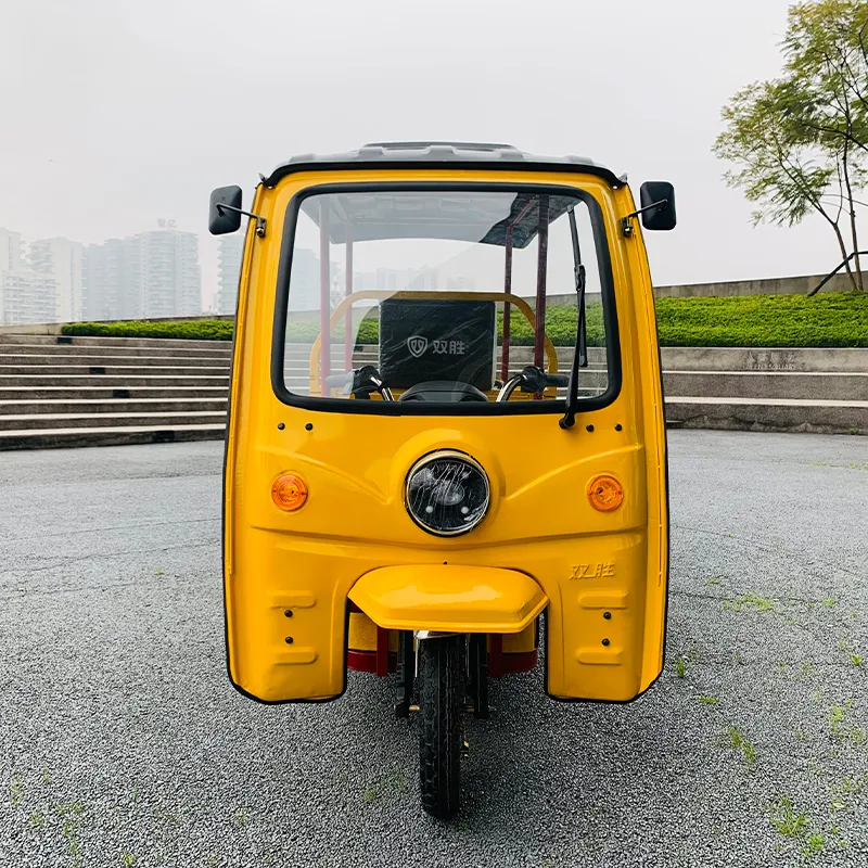 Adult Electric Tricycle with Roof Yellow Motor Tricycle for Cargo Delivery and Passenger Use - detail 3