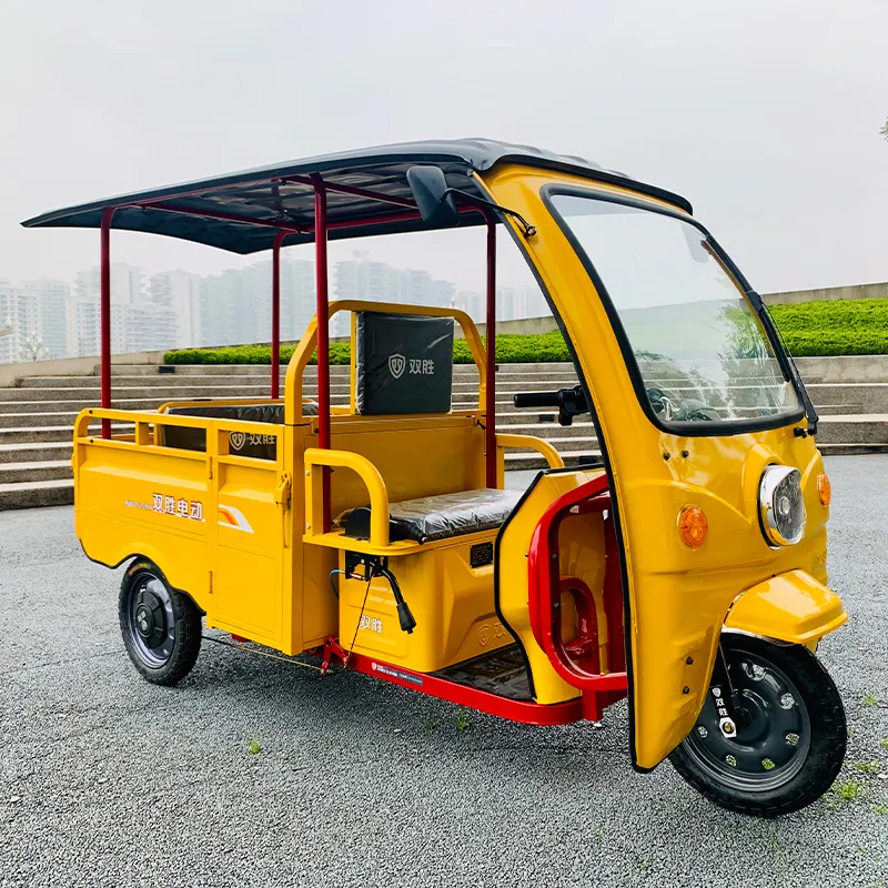 Adult Electric Tricycle with Roof Yellow Motor Tricycle for Cargo Delivery and Passenger Use - detail 4