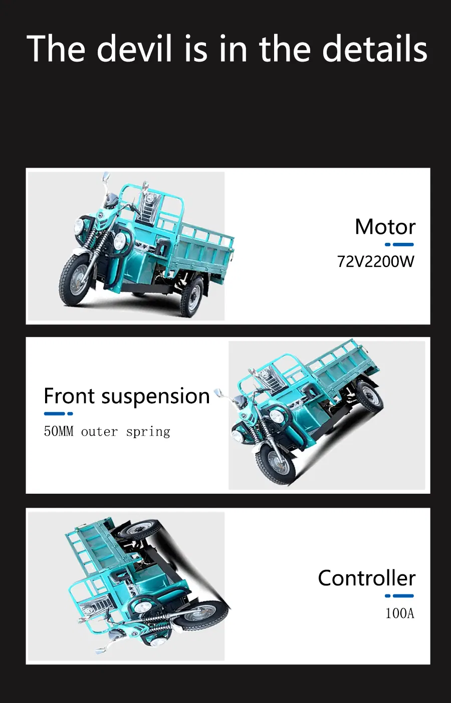 Heavy-Duty Cargo Electric Tricycle High-Capacity Cargo Three-Wheeled Electric Motorcycle - detail 6
