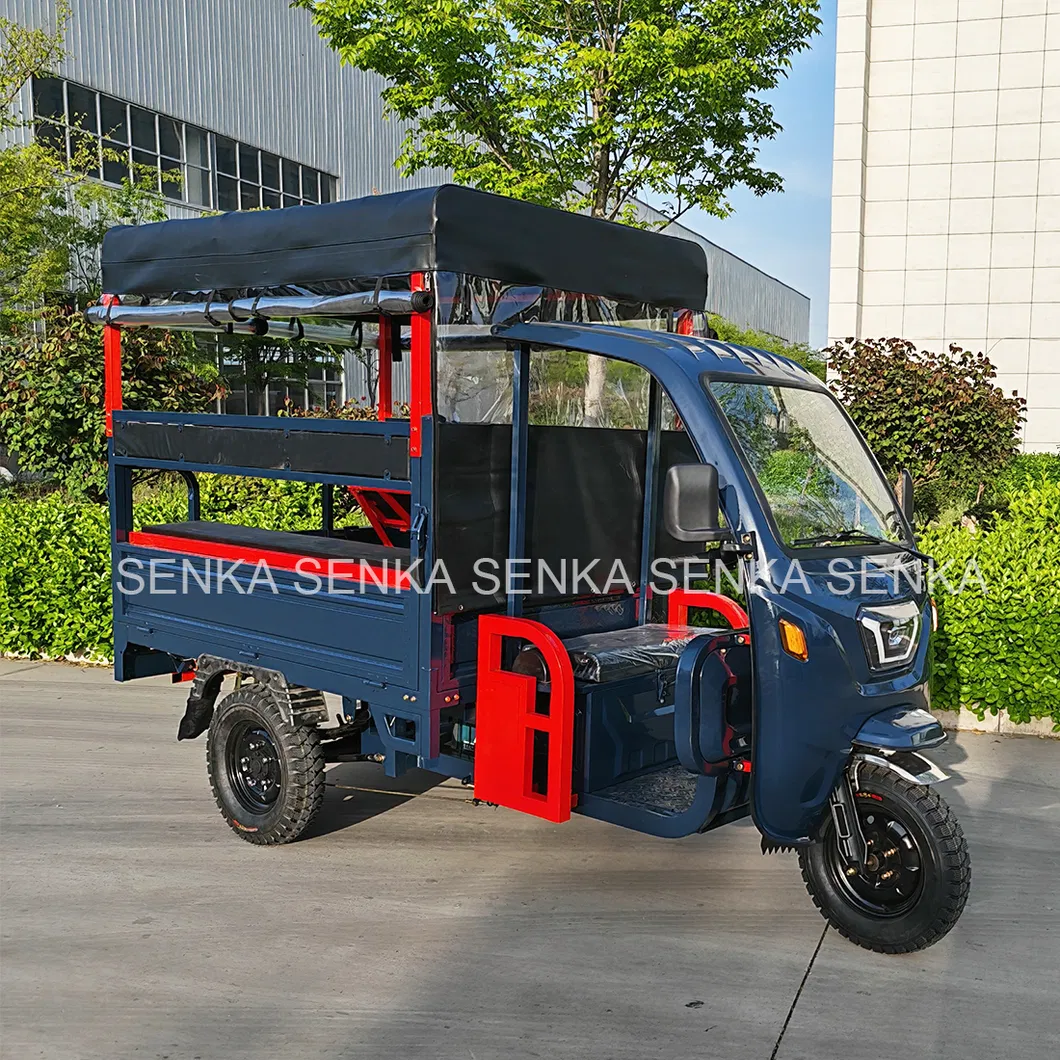 Senka China Factory 1800W 1200W Solar Panel Range Extender Seat Cabin Cargo Passenger E Motorcycle 3-Wheel Electric Powered Tricycle for Adults - detail 3