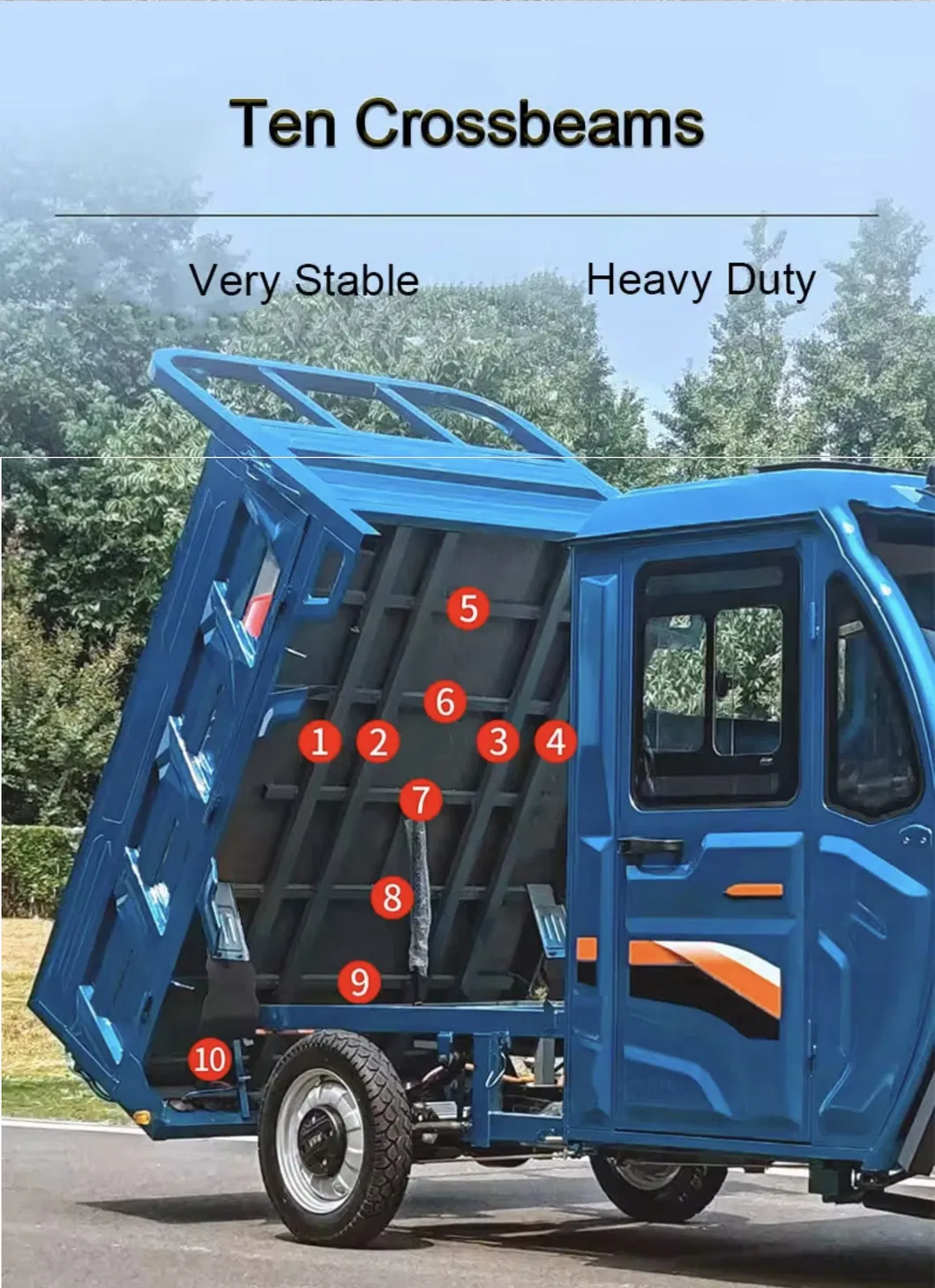 Farm Carry Good Hill Climbing Ability Electric Tricycle Cheaper Cargo Truck with Hydraulic Self Dump Tipping Bucket Dumptruck - detail 3