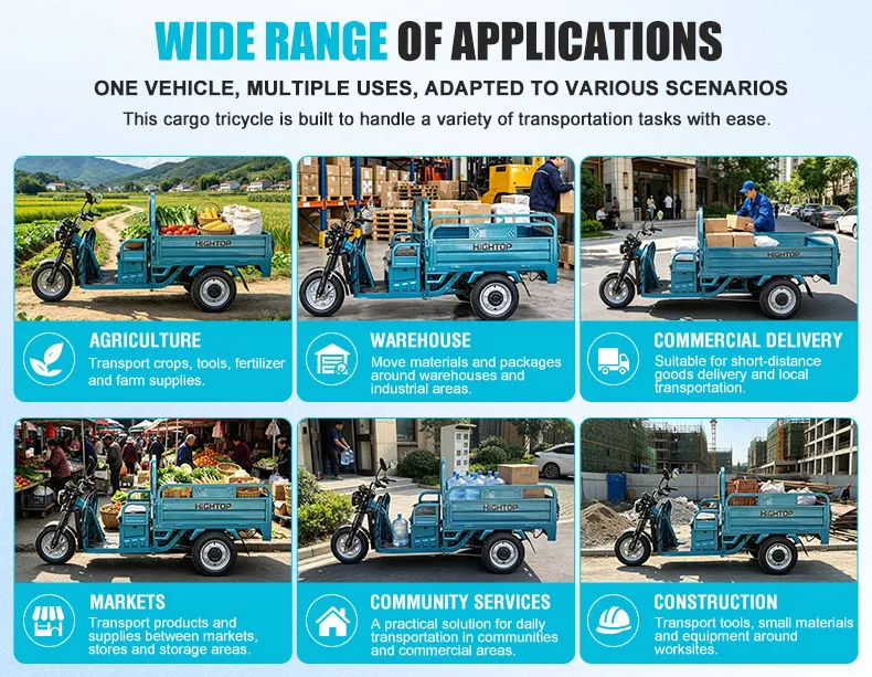 Heavy Duty Transport Electric Trike 3-Wheel Cargo Tricycle Front Disc Farm Construction - detail 4