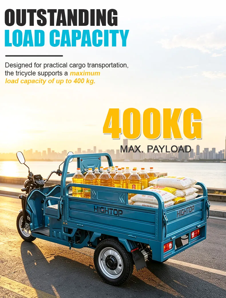 Heavy Duty Transport Electric Trike 3-Wheel Cargo Tricycle Front Disc Farm Construction - detail 5