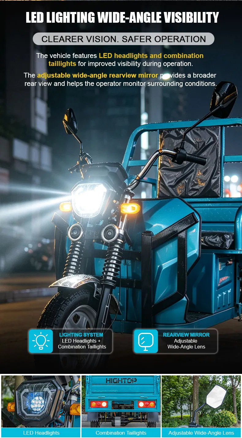 Heavy Duty Transport Electric Trike 3-Wheel Cargo Tricycle Front Disc Farm Construction - detail 6