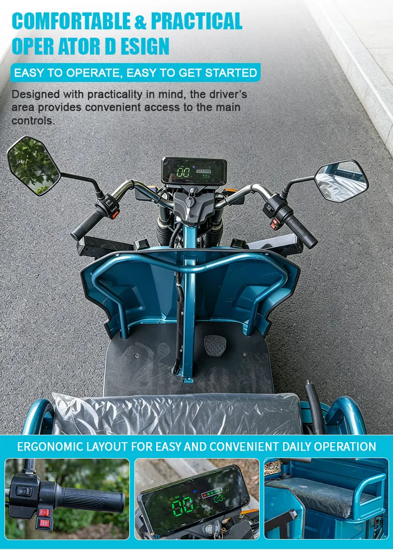 Heavy Duty Transport Electric Trike 3-Wheel Cargo Tricycle Front Disc Farm Construction - detail 8
