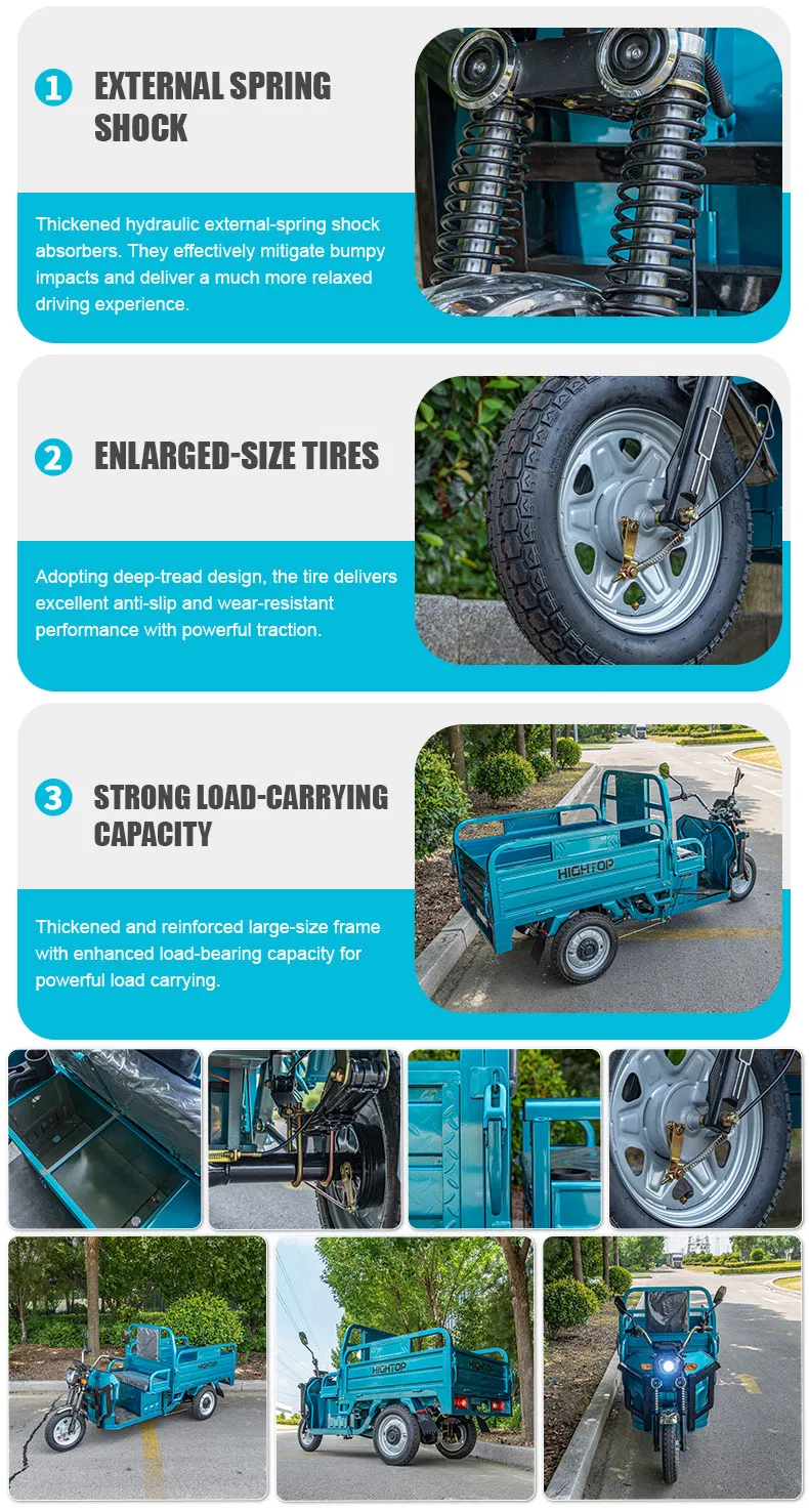 Heavy Duty Transport Electric Trike 3-Wheel Cargo Tricycle Front Disc Farm Construction - detail 9