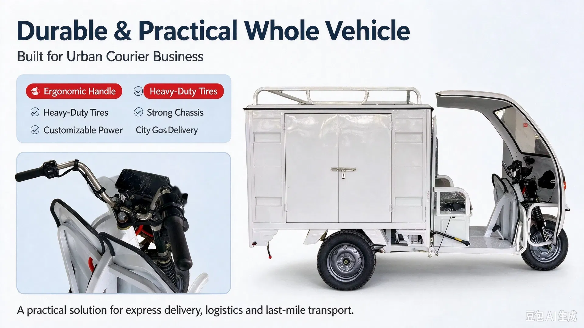 Reliable Heavy-Duty Electric Tricycle 3 Wheel Motor Tricycle 1.5m Closed Cargo Box Logistic Delivery Tricycle - detail 4