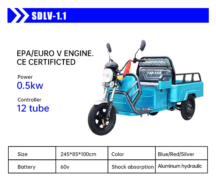 Sdlanch China Supplier LHD 1100W Open Type Electric Vehicle Three Wheel Motorcycle Cargo Tricycle - detail 4