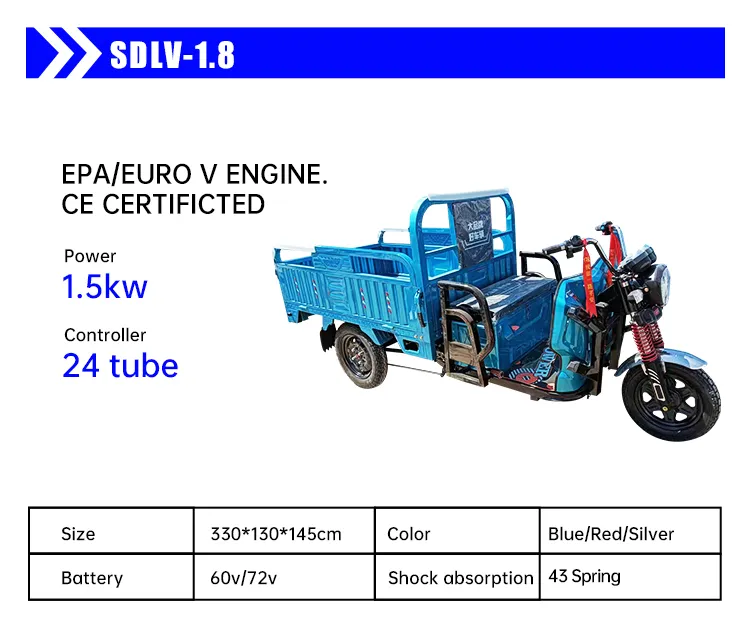 Sdlanch China Supplier LHD 1100W Open Type Electric Vehicle Three Wheel Motorcycle Cargo Tricycle - detail 7