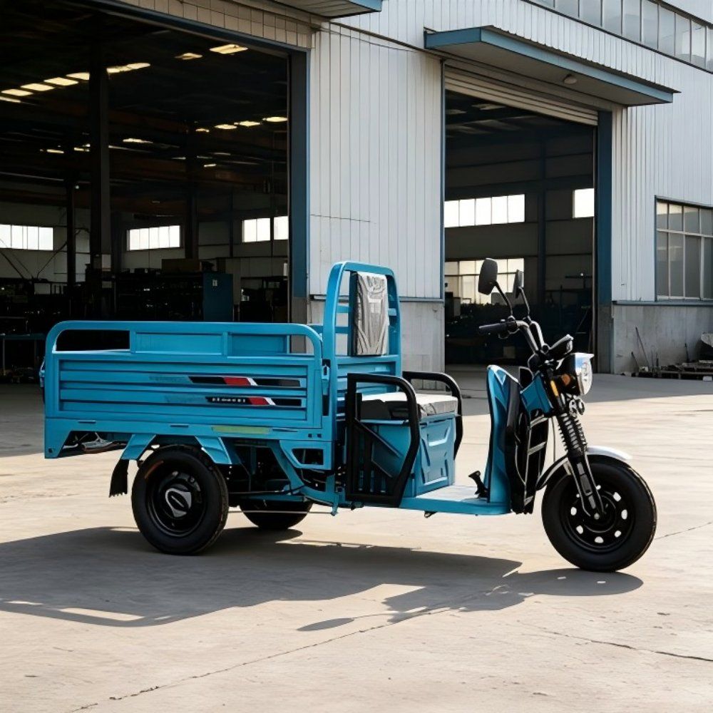 Practical 3-Wheel Electric Transport Tricycle with Reinforced Steel Cargo Carrier Box