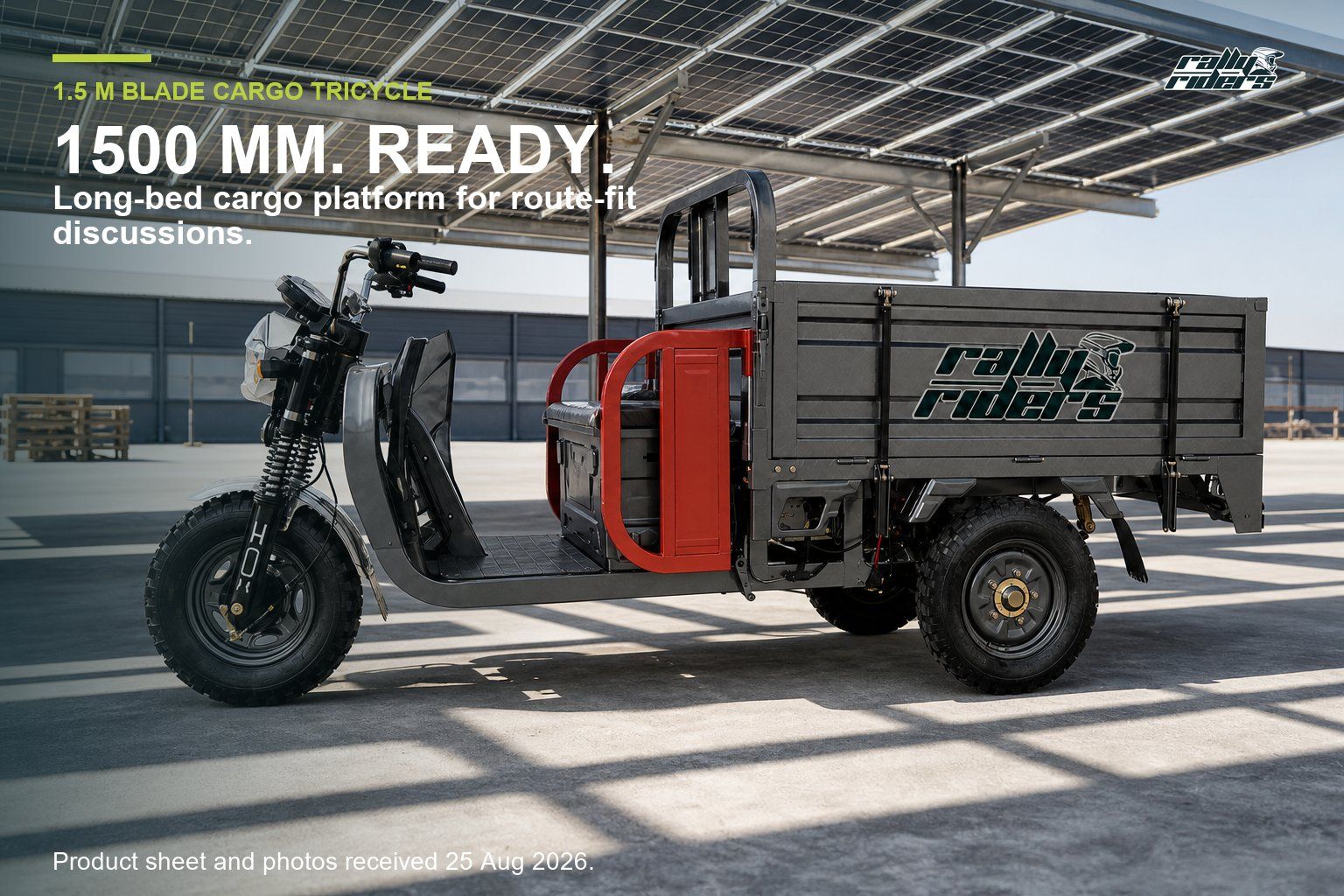 Electric Cargo Tricycle with 1.5m Cargo Box for Rural Supply Transport