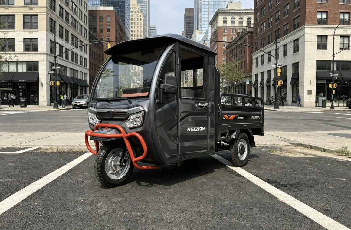 Factory Wholesale Semi Closed Driving Room Electric Cargo Trike Heavy Duty Urban Delivery Tricycle - Image 4