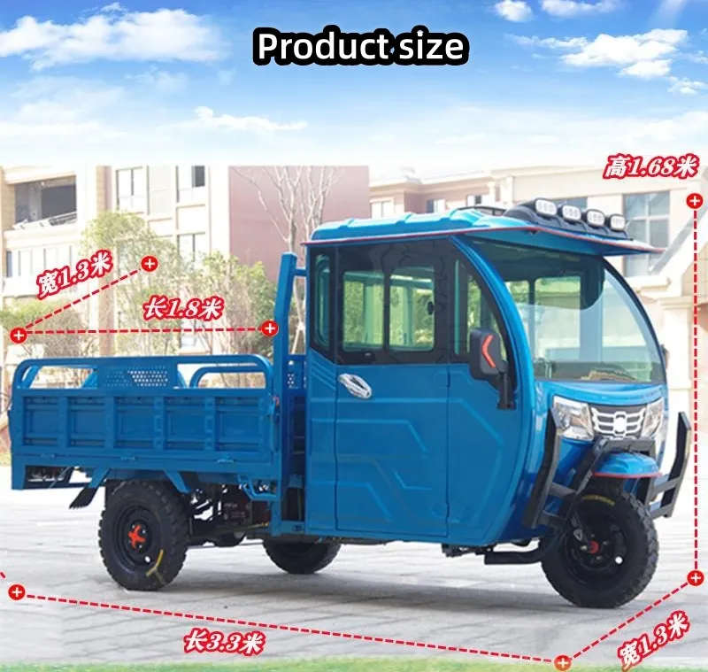 Cheap Reliable High-Efficiency Enclosed Cabin Farm Electric Cargo Carry Tricycles Pickup Truck with Customizable Hydraulic Dump - detail 1