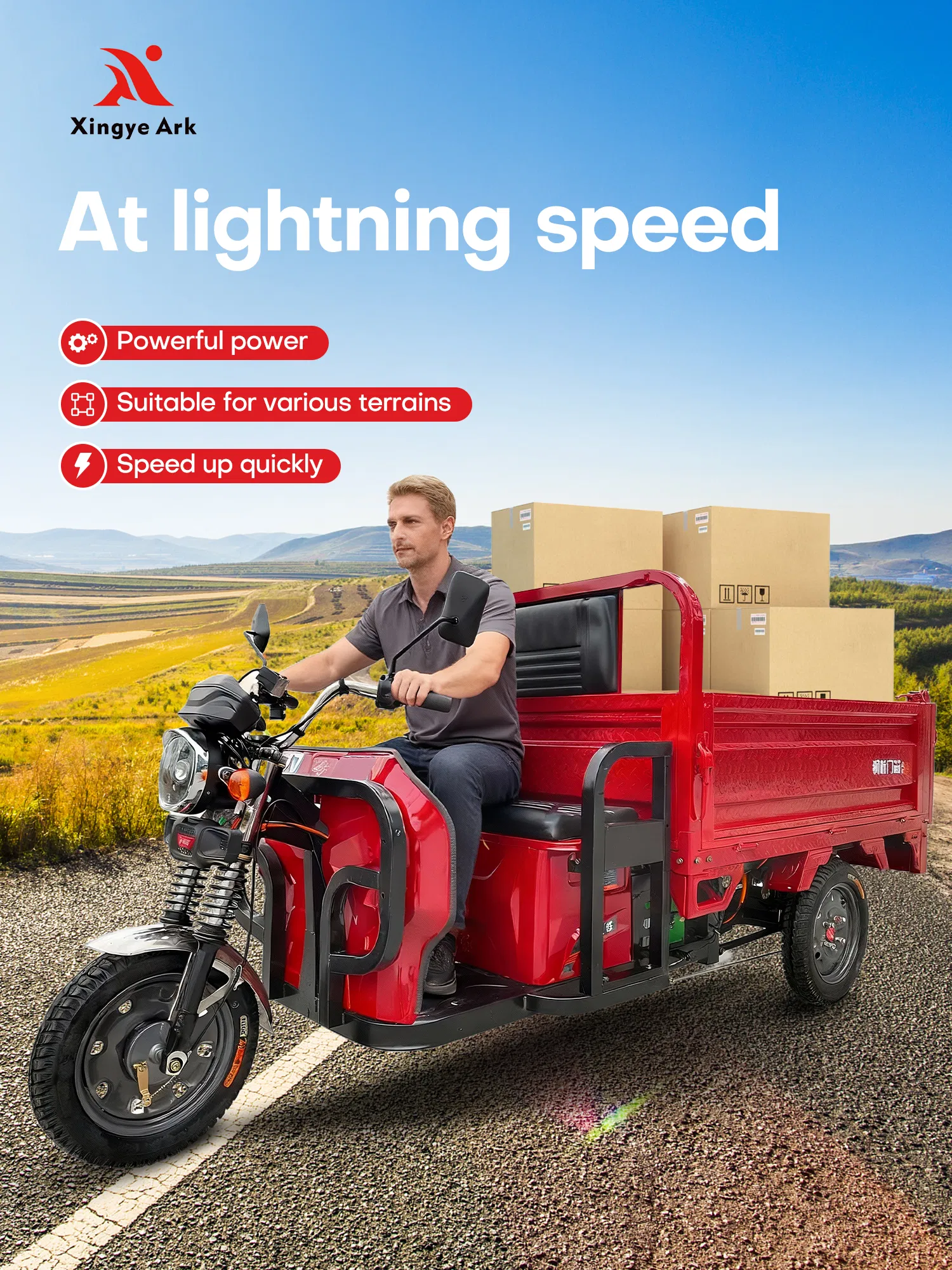 Premium Closed Cabin 1200W Electric Cargo Tuk Tuk Three Wheeler OEM ODM with Electric Cargo Tricycle Capacity - detail 5